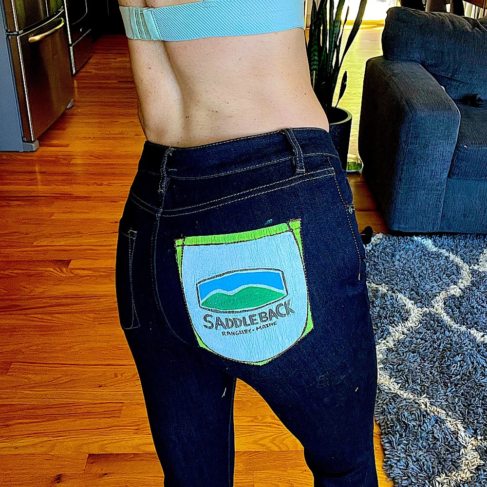 NWT LL Bean painted pocket “Saddleback” jeans size 2